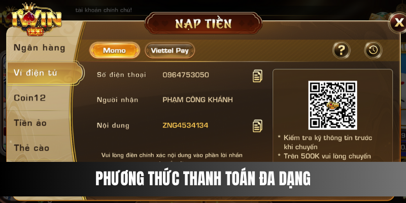 Phương thức thanh toán đa dạng